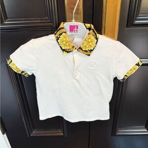 Versace Kids Polo with Yellow Floral Trim